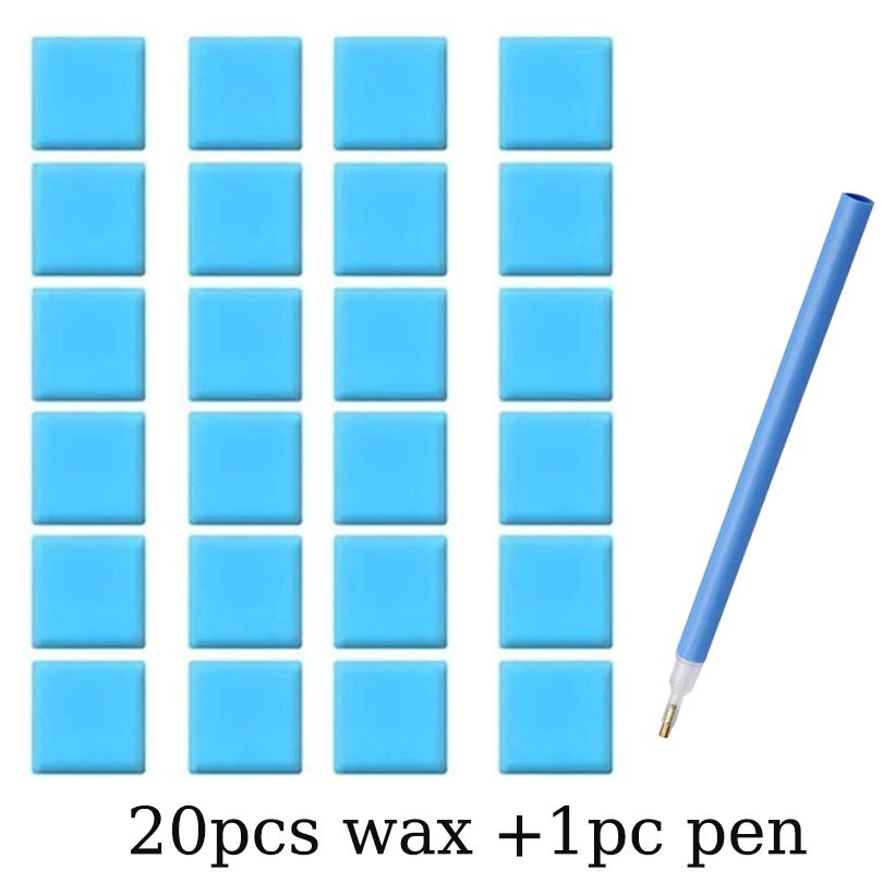 2*2cm Blaue Kreuzstich Punktkleber Zubehör Diamantmalerei Stickerei Kleber Knete Wachs Schlamm Mit Stift DIY Stickwerkzeug-Set