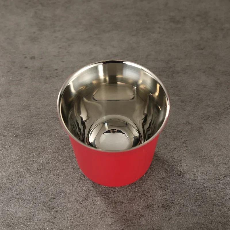 1pcs 80ml Italian Espresso Cup Small Wine Glass Simple Style 304 Stainless Steel Liner Double Layer Heat Insulated Capsule Cup