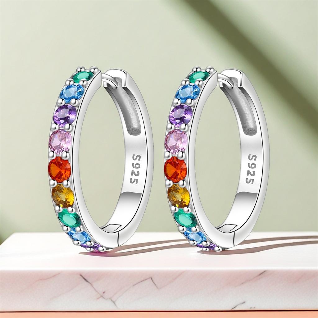 Orstarry S925 Sterling Silver Color Zircon Minimalist Design Earrings Hoop Earrings for Women Jewelry Original Party Trendy Gift