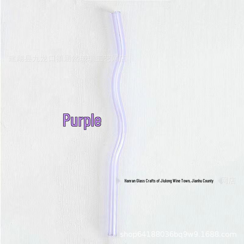 Paille écologique en verre borosilicaté courbée - Colorée et résistante à la chaleur