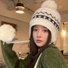 Warm Jacquard Knitted Hat Printed Ear Protection Hat Fashion Printing Knit Cap  Autumn
