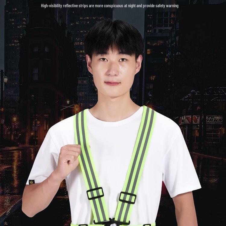 Reflective Vest for Cycling, Night Running, Sanitation, and Construction with Elastic Suspenders for Visibility and Safety