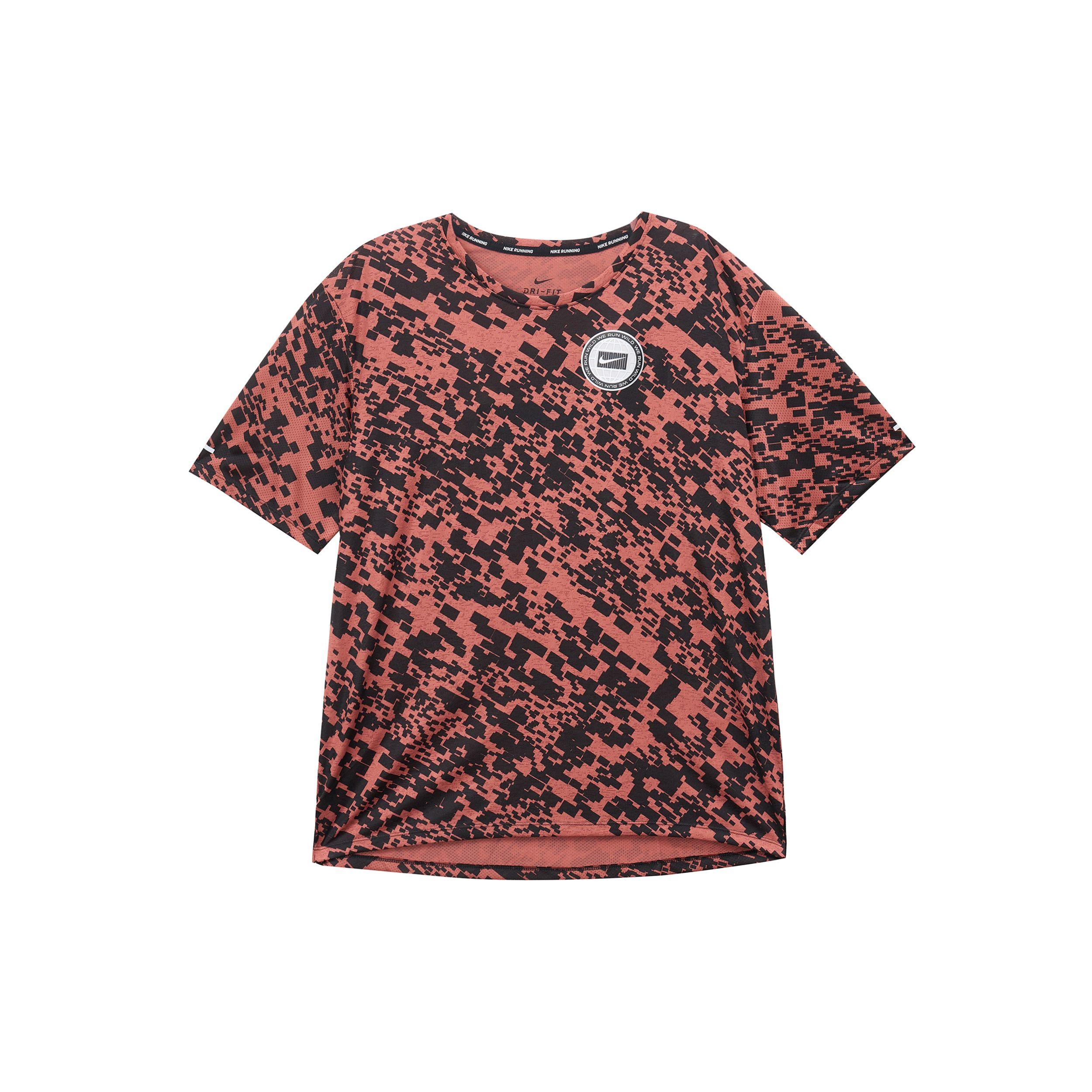 

Мужская футболка с коротким рукавом для бега Nike Dri-Fit Miler Wild Run с цифровым камуфляжным принтом, черные, красные CU6043-010 M