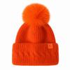 Windproof Knitted Pompom Beanie Twist Knit Thermal Winter Hat Rabbit Fur Beanies Hat  For Women