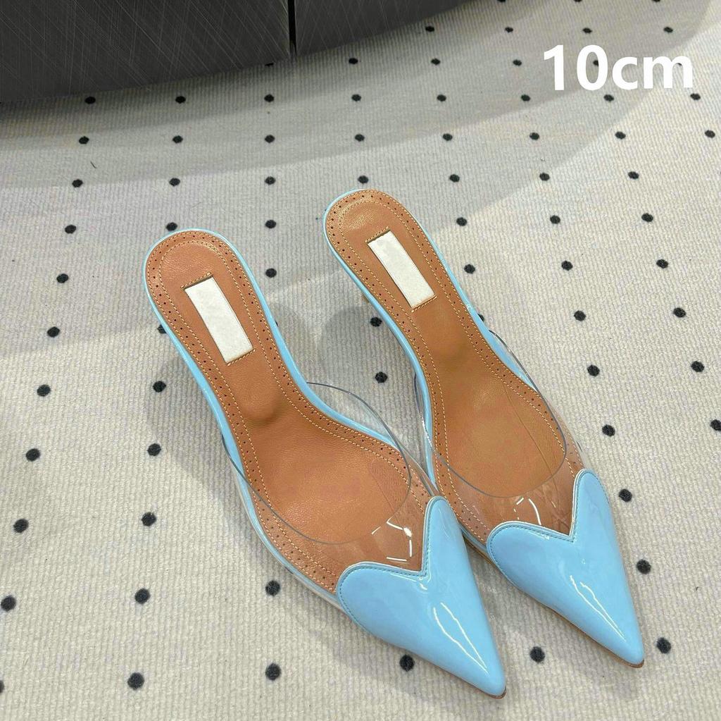 Fashion 2025 Fairy Style Summer Sexy And Versatile Transparent Half-Slipper Women'S Pointed-Toe Thin-Heeled High-Heeled Sandals Slipper