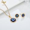 Fashion Turkish Blue Resin Eye Zircon Set Stainless Steel Chain Pendant Necklace Stud Earrings Women Accessories Lucky Amulets
