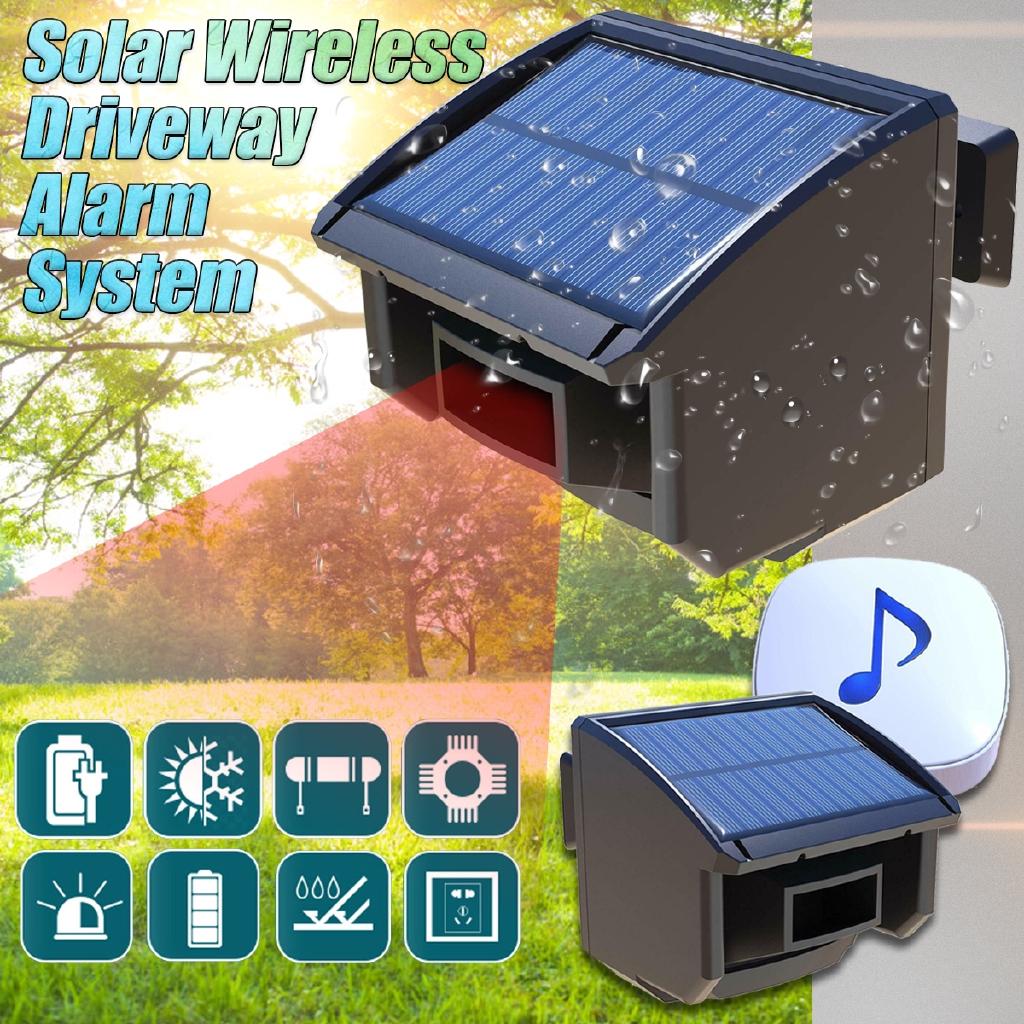 Solar Powered Wireless Motion Sensor Detector Solar Driveway Alarm System Waterproof Outdoor Motion Sensor Detector NEW