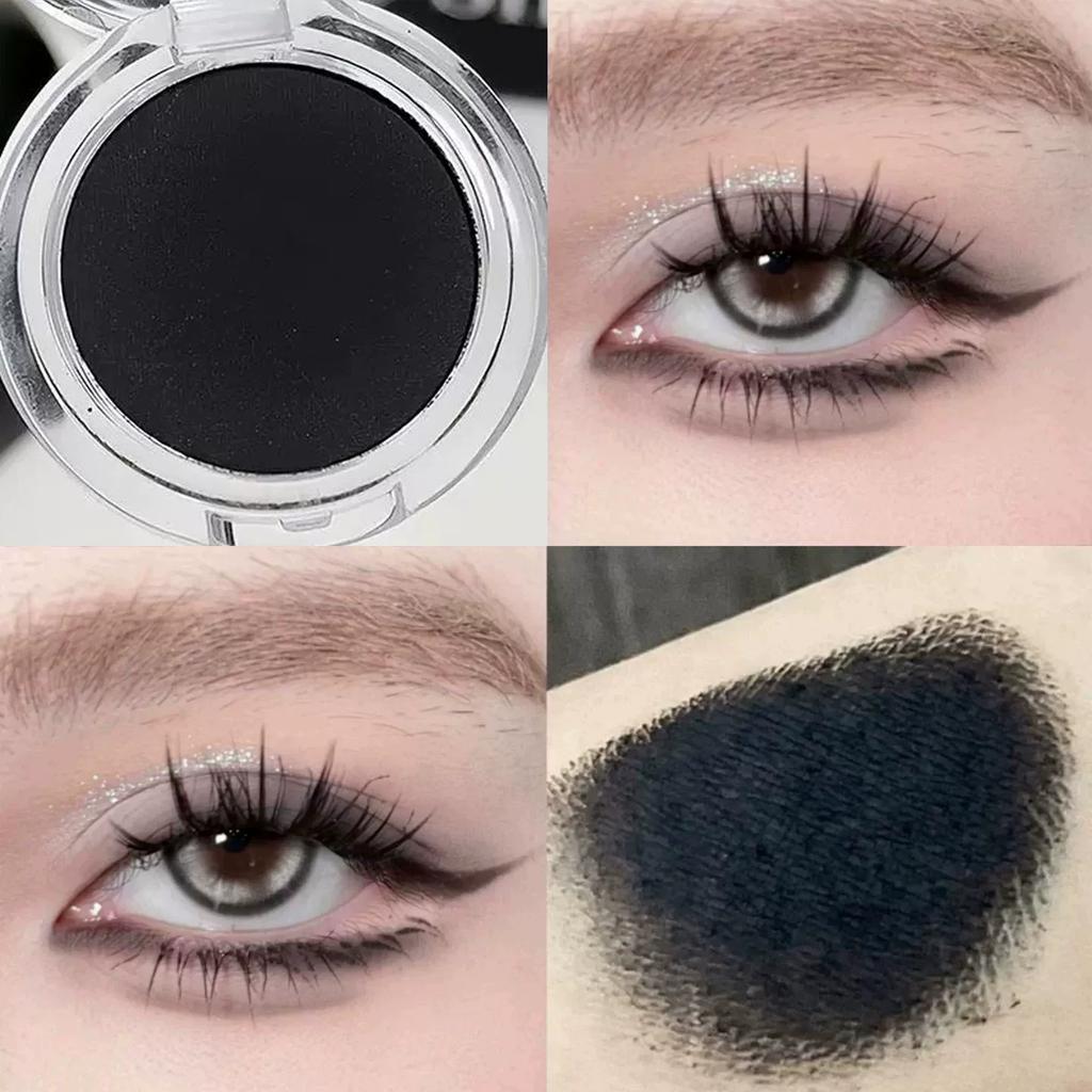 White Moonlight Is Back! Recommended! Pure Black Matte Gothic Eyeshadow and Eyeliner Gel, Black Leather Eyeshadow for Natural Eye Enhancement