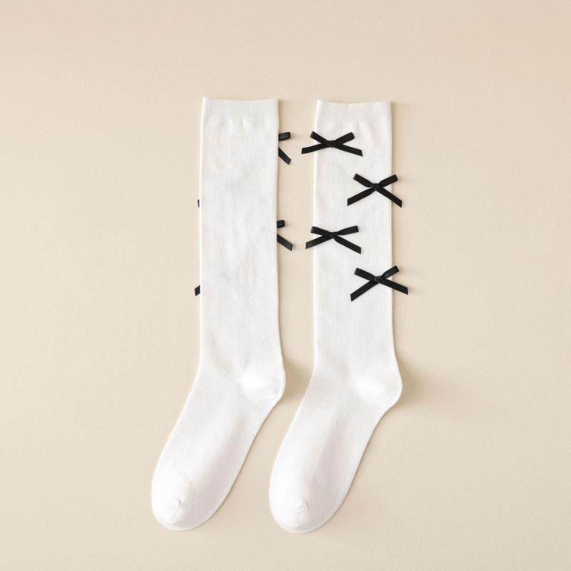 Micro-pressure Calf Socks, Bow Long Stockings, Cotton Boneless Socks, Women's Knee-high Socks