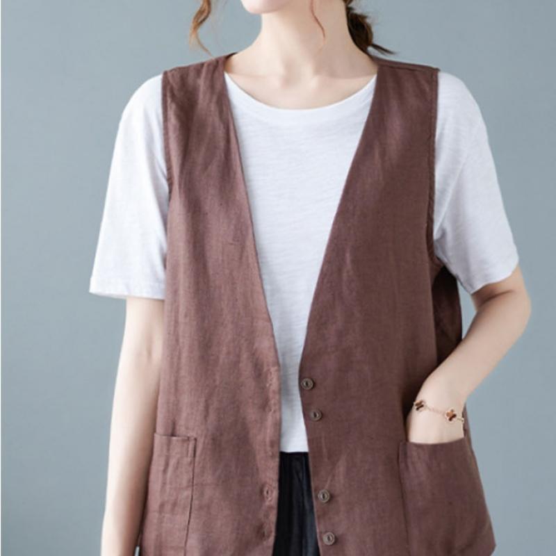 Shop   Women Y Button Summer Linen laYered Vest Won Wvs Wbfae5a