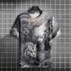 Full Print Animal Dragon Tiger Graphic T Shirt For Men Summer Short Sleeve Oversized Tshirts Tops 3d Print Men's T-Shirts