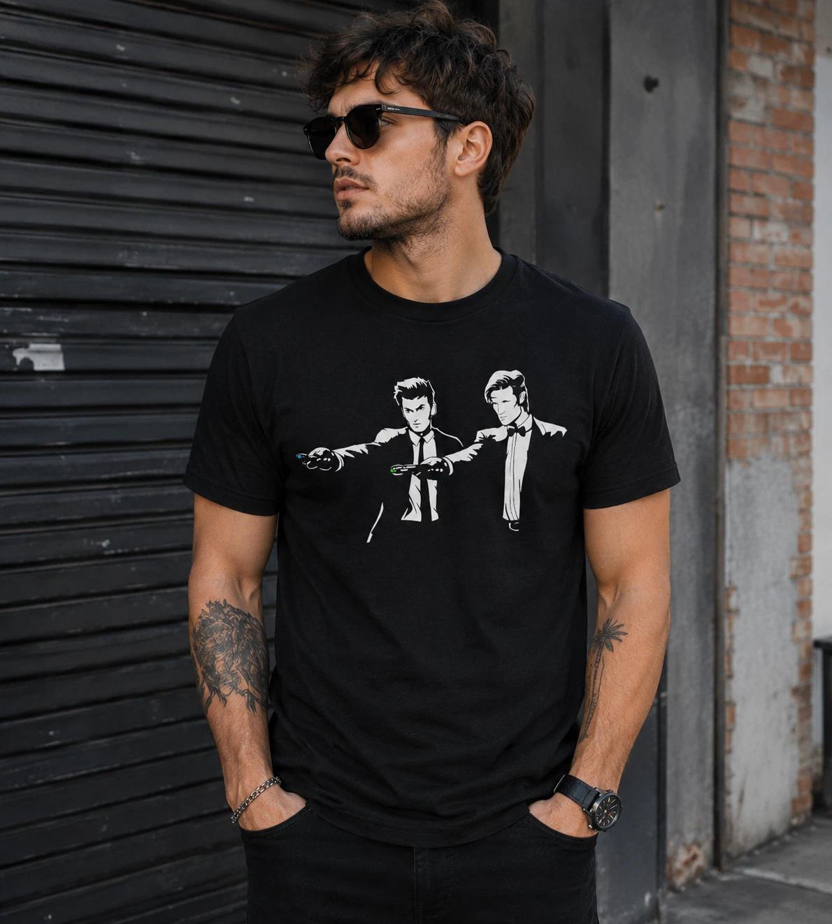 Doctor Who T-Shirt Time Lord FIction T-Shirt Pulp Fiction Parody Graphic Top Tee S
