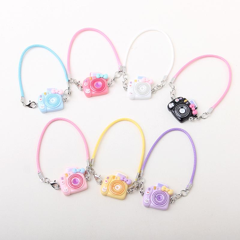 Dollhouse Mini Cartoon Model with Camera, Bow Tie, and Lanyard Pendant