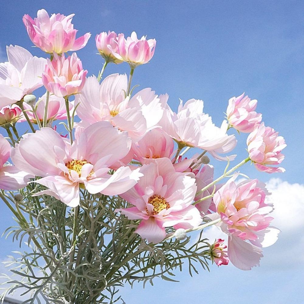 Plastic Artificial Cosmos Flower Branch Realistic Fake Flower Home Hotel Table Decor
