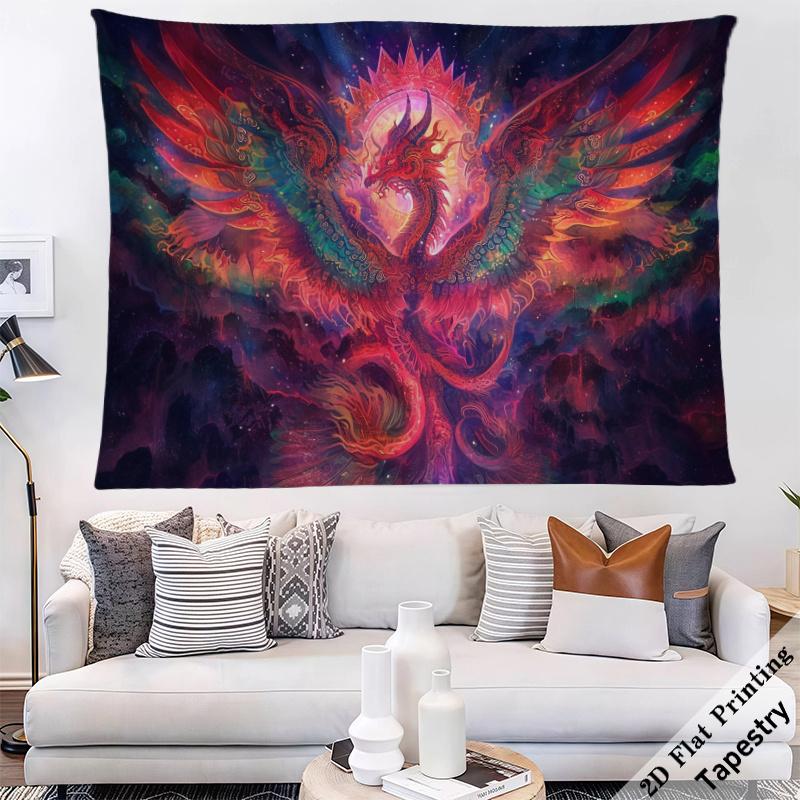 Large Cosmic Dragon Tapestry Wall Hanging Galaxy Art Fantasy Creature Decor 180x280cm Modern Home Decor Poster
