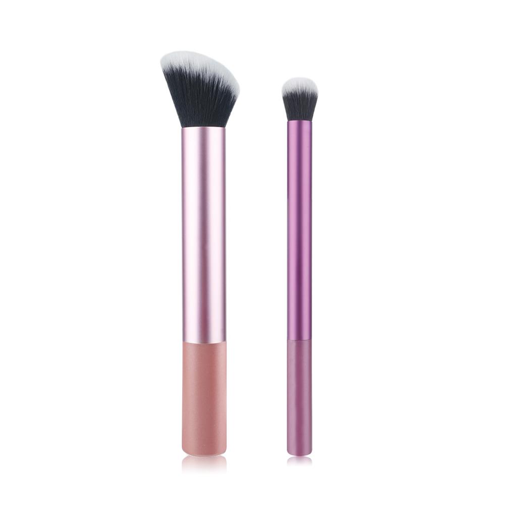 2pcs Cosmetics Makeup Brushes Set Loose Powder Foundation Highlight Contour EyeShadow Oblique Eyebrow Soft Hair