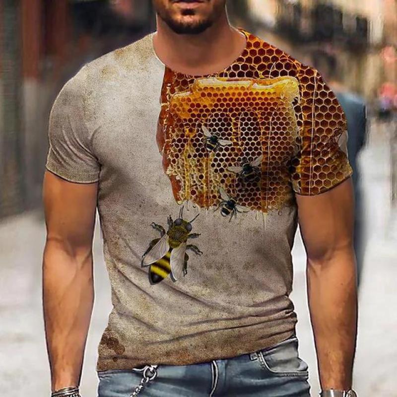 Zabawne Koszulki z Grafiką Pszczoły Letnia Moda Krótki Rękaw Męskie Damskie Koszulki 3D z Nadrukiem Miodu Casualowe Oversizeowe Koszulki Harajuku Topy