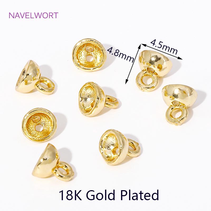 18K Gold Plated Brass Crimp Beads,End Caps For Jewelry Making,Clam Shell Bead Tip Crimp Ends Beads,DIY Bracelets Accessories