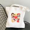 Kpop BTS Cartoon Canvas Tote Bag, Reusable Large Capacity Shoulder Handbag, Lightweight Casual Shopping Bag, Army Fans Concert Daily Carry Merch Gift