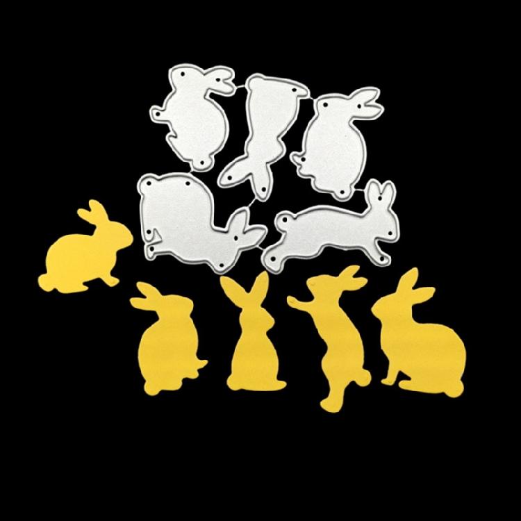 DIY 5 velikonočních zajíčků kovové vykrajovátka embosovací forma DIY scrapbooking album papírové řemeslo karty děrovačka šablona