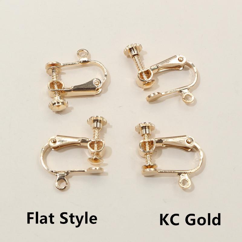 10 Stück 15x13mm Messing-Schraubohrclip-Fassungen, drehbare Pads, Rohlinge für DIY-Schmuckherstellung