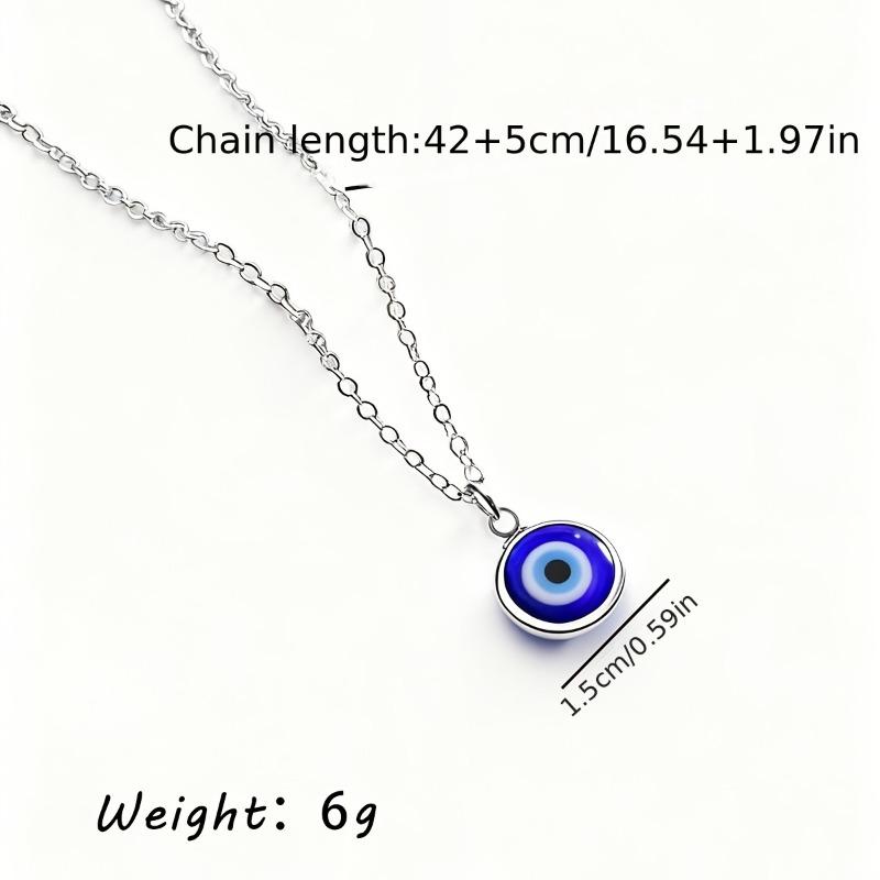 Unique Design Clavicle Necklace, Mysterious Blue Evil Eye Necklace, Elegant Versatile Stainless Steel Pendant for Women