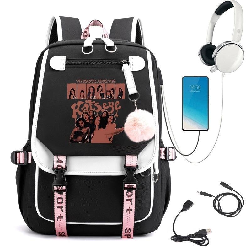 KATSEYE Fashion Laptop Backpack with USB Charging Port Student School Daypack 60123-12