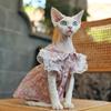 Floral Lace Sleeveless Cotton Dress for Sphynx Summer Pink Suspended  Skirt For Female Cats Soft Coat for Devon Rex in Spring