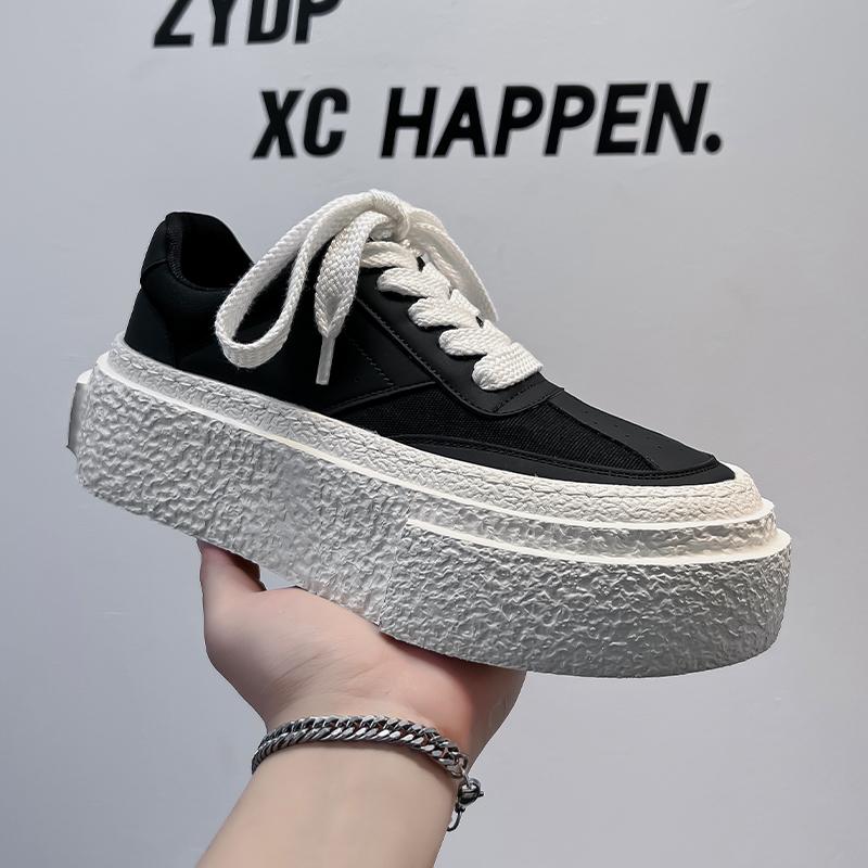 

Универсальная мужская повседневная обувь Новое поступление Мужская вулканизированная обувь Толстая подошва Мужская обувь для ходьбы Кожаная модельная обувь Мужская 44 чёрный