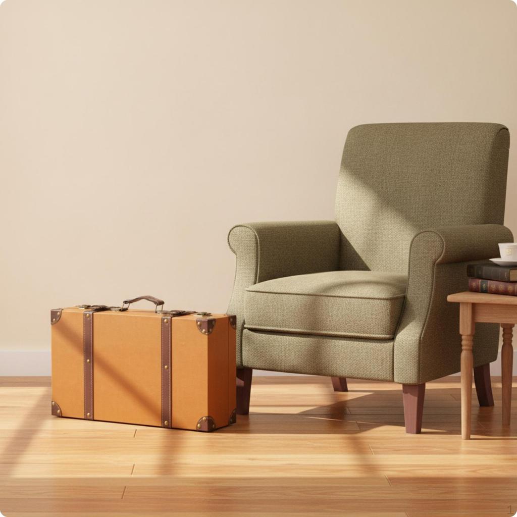 Vintage Trunk-Shaped Storage Box Leather-Like Finish Suitcase-Style