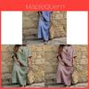 Art Vintage Baumwoll-Leinen Gestreiftes Langes Kleid Mit Lockerer Passform Für Damen