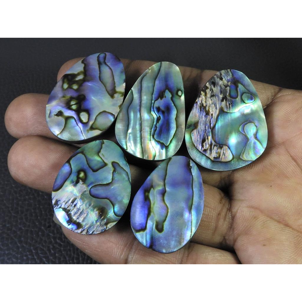 5Pcs Abalone Shell Fancy Cabochon Loose Natural Gemstone 210Cts. Lot 29-32MM C-1714