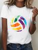 Women'S Casual Sporty T-Shirt - Vibrant Colorful Volleyball Print Harajuku Short Sleeve Casual Clothing Street Aesthetic Clothes