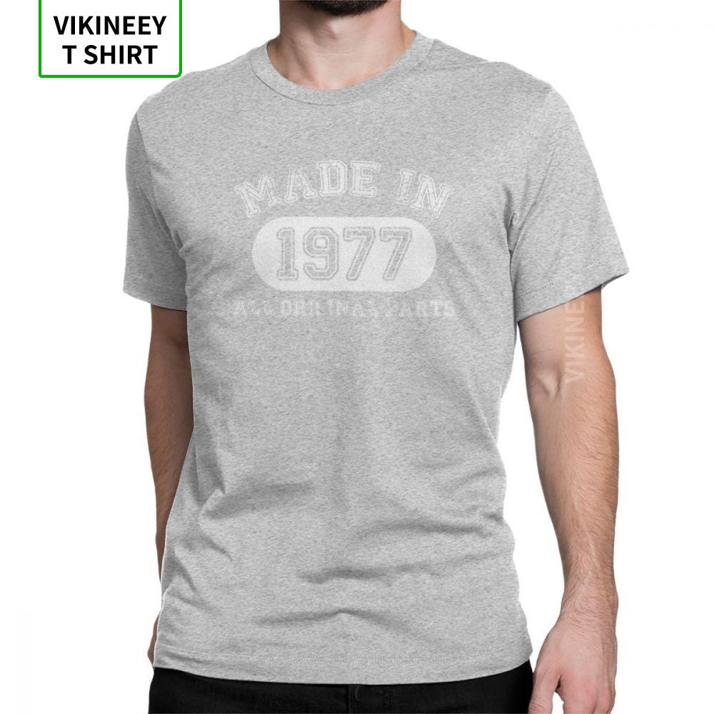 Men T Shirts Made In 1977 TShirts All Original Parts Happy Birthday Popular Short Sleeve Anniversary Tees Clothes Cotton