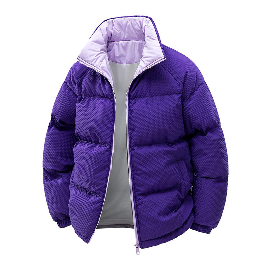 Men's Stand Collar Solid Color Jacket Plus Velvet Thickened Couple Casual Comfortable Cotton Jacket