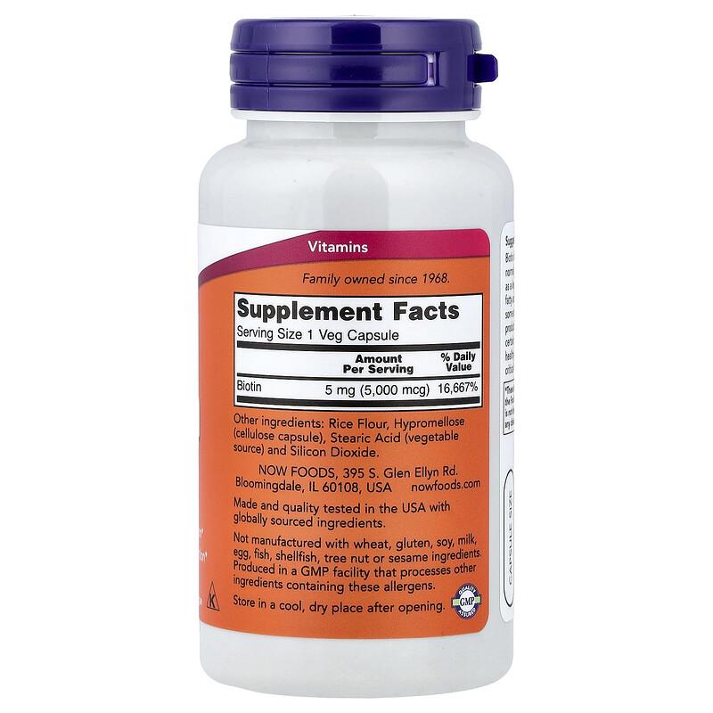 Biotin, 5,000 Mcg, 60 Veg Capsules