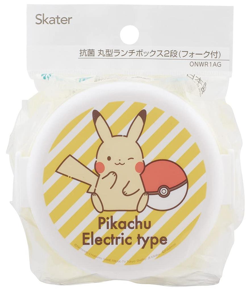 Skater Silver Ion Antibacterial Bento Pikachu Electric Made In 500ml Ag+ Box, 2-Tier, Round, Design, Japan, (ONWR1AG-A)