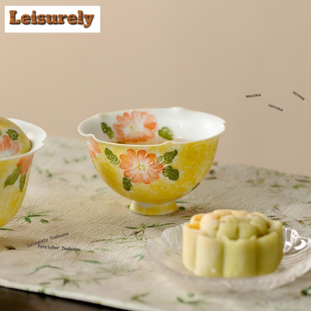 111ml Hand-painted Butterfly Teacup Handmade Tea Bowl Set Of Cups Tea-tasting Meditation Cup Chazhan Master Cups Chinese Tea Set