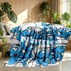 Custom Name Personalized Blue Smurfs Print Blanket, Home Decor, Bedroom, Sofa, Camping, Couch, Gifts for Birthday Christmas