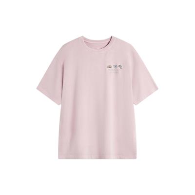 Li Ning Sports Fashion Series Letter Print Loose Round Neck Short Sleeve T-Shirt Men Tops Light-Pink AHSUA29-3