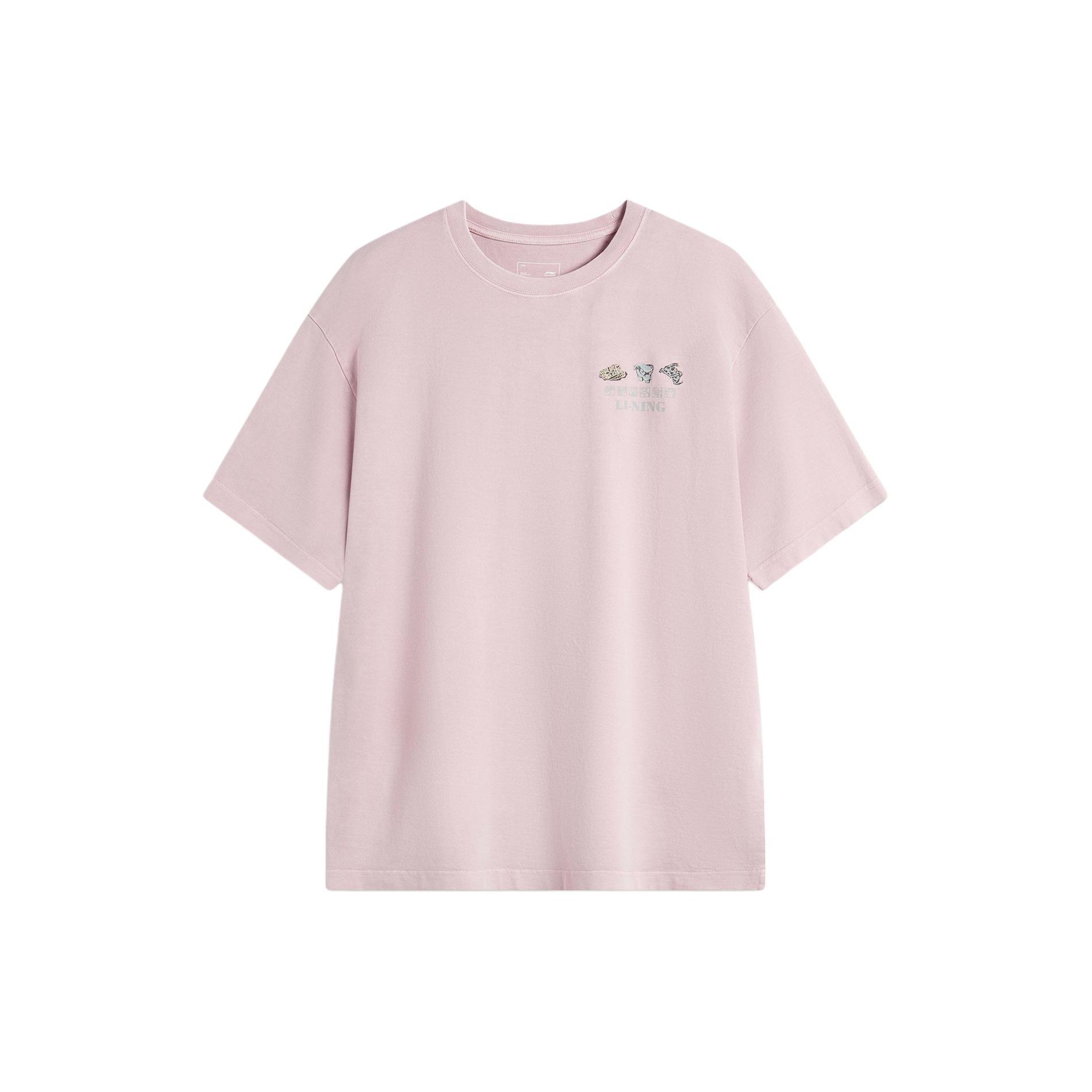 

Li Ning Sports Fashion Series Футболка мужская с принтом букв, свободного кроя, с круглым вырезом и коротким рукавом, светло-розовая AHSUA29-3 XL