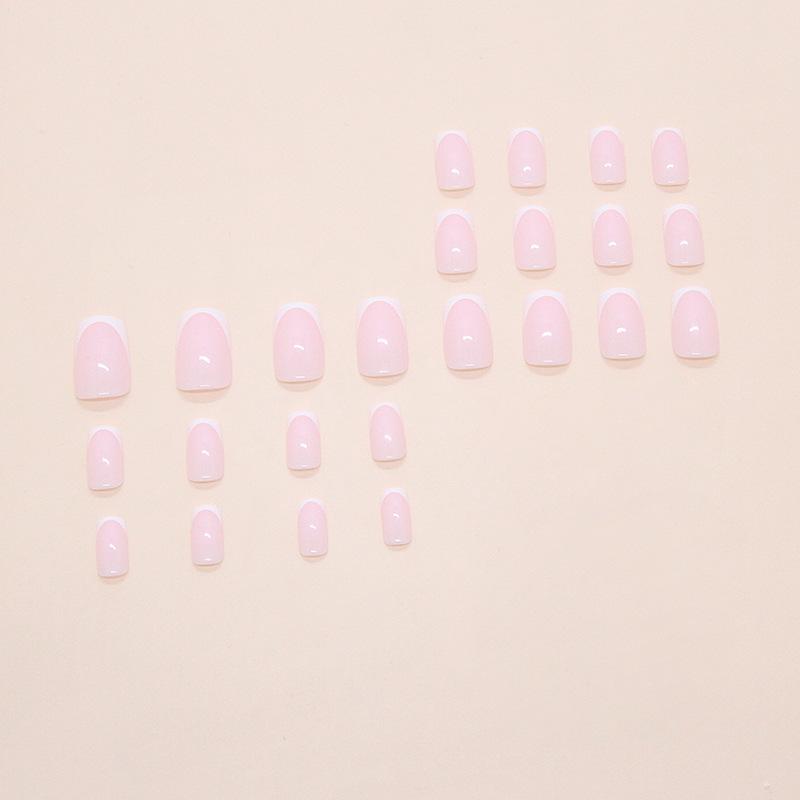 Simple naked pink white French temperament European and American style removable wearing armor 24 pieces press on nails