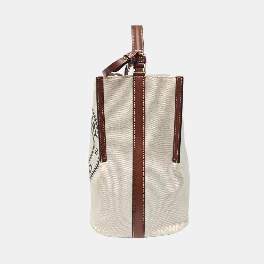 [Pre-Owned] Peggy Logo Print Cotton Canvas Bucket Bag - Excellent #OTAHO6