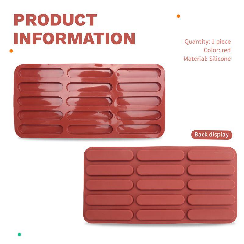 Good-Tiramisu Finger Biscuit Silicone Mould,15 Cavities Cereal Bars Baking Mould,Chocolate Bar Mold, Long Strip Silicone Mold