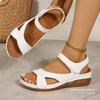 Chaussures Velcro de grande taille Sandales à semelles épaisses Talons compensés cousus pour femmes Tongs de plage