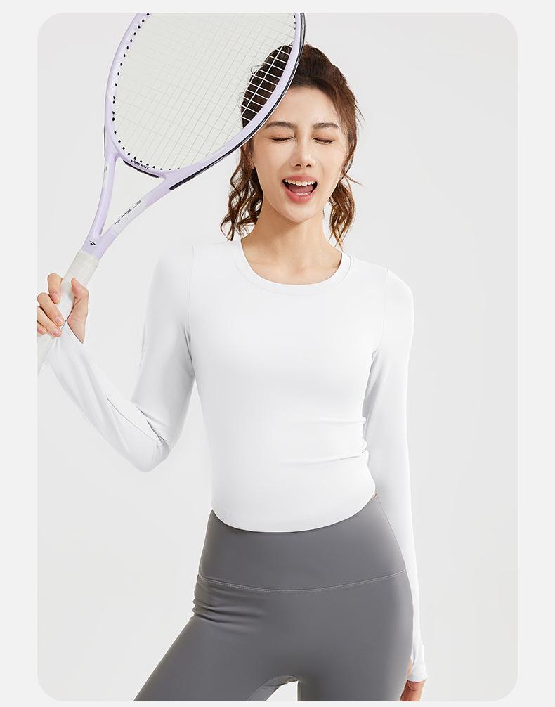 Juyi Hall Women's Long Sleeve Slim Fit Running & Yoga T-shirt with Built-in Bra