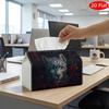 1pc 2D Flat Printed Tissue Box, Fantasy Wildlife Art Snow Leopard Animal Portrait, Durable Polyester Fabric, for home Office Car Party Space Saving Na