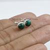 Round Chrysocolla Stud Earrings, Tiny Gemstone Studs, 925 Sterling Silver Studs, Green Stone Studs, Anniversary Gift, Handmade Earrings