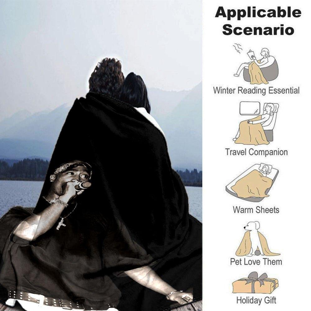 1pc 2PacHip Hop Blanket Soft Lightweight All Season Multi Purpose Throw for Sofa, Bed, Office & Picnics, French Style with Iconic Album Art & Quotes