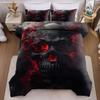 3pcs Duvet Cover Set Without Core 1 Quilt Cover + 2 Pillowcases Soft and Machine Washable Skull Design Bedding Set for Bedroom,